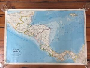 Vintage 1984 National Geographic Central America Political Reference Wall Map